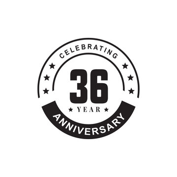 Celebrating 36th year anniversary logo design template