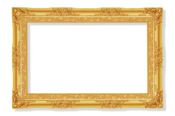 The antique gold frame isolated on white background with clipping path