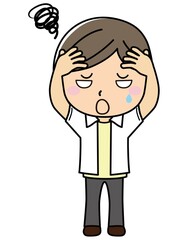 男の子01_01（困る・悩む顔をした男性のイラスト）