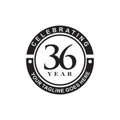 Celebrating 36th year anniversary logo design template