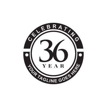 Celebrating 36th year anniversary logo design template