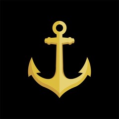 luxury gold shining anchor prefect for ship or jewelry vector illustration logo design