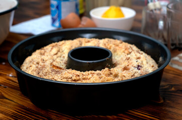 Homemade cupcakes on the oven baking dish in a special form. hot fresh cupcake from the oven
