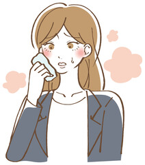 ほてり　暑がる　女性イラスト