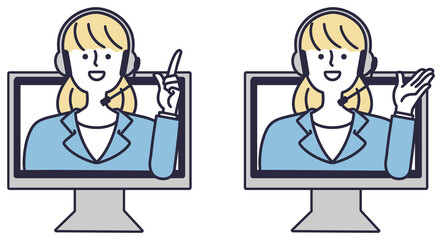 オンライン　案内　オペレーター女性