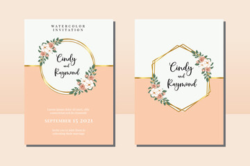 Wedding invitation frame set, floral watercolor hand drawn Magnolia Flower design Invitation Card Template