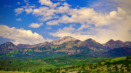 mountain and clouds