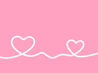 White line drawn hearts pattern in pink colour background, design card copy space heart icon decoration vector 