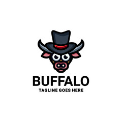 Simple Mascot Logo Design a buffalo hat