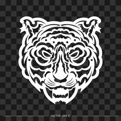 Polynesia tiger face. Suitable for prints, backgrounds, cards and textiles. Vector illustration.