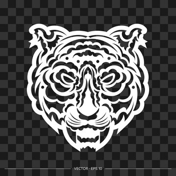 Polynesia tiger face. Suitable for prints, backgrounds, cards and textiles. Vector illustration.