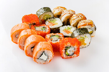 sushi set on the white background