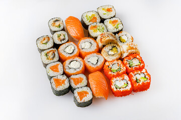 sushi set on the white background