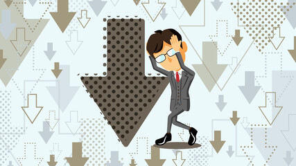 落ち込んでいるスーツ姿の男性のイラスト	