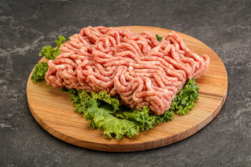 Raw pork minced meat over board