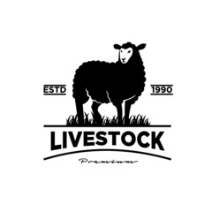 Fototapeta premium livestock sheep farm badge minimal premium black logo vector illustration isolated background 