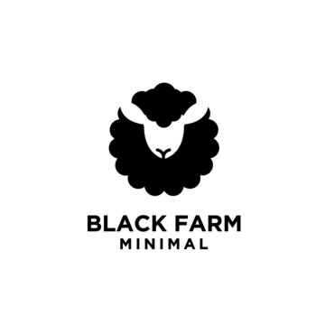 simple minimal black farm sheep head icon logo vector illustration design 