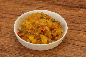 Relish sauce with cucumbers and mustard