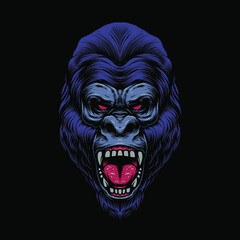 the gorilla head vector illustration