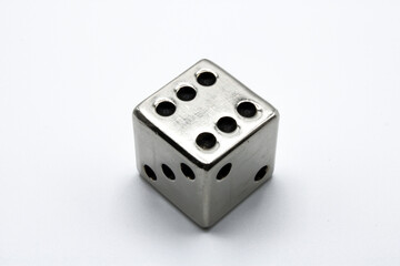 Metal dice, isolated on a white background