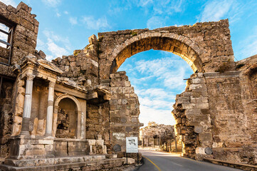Fototapeta na wymiar Side Ancient City in Antalya Province of Turkey