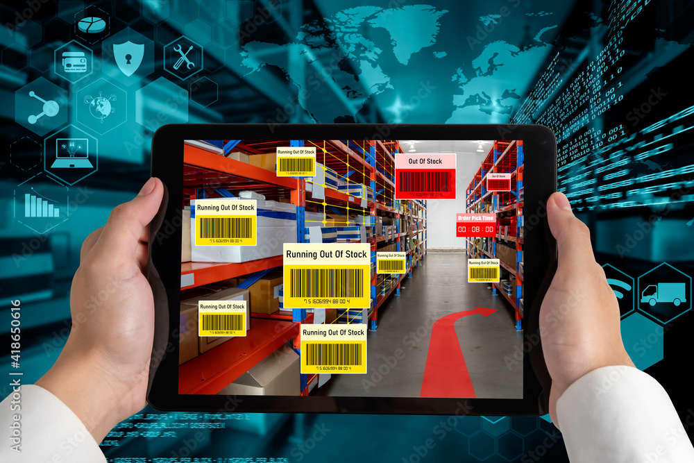 Poster smart warehouse management system using augmented reality technology to identify package picking and