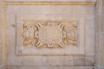 Limestone embellishment outside St. Blaise church in old town Dubrovnik in Croatia summer