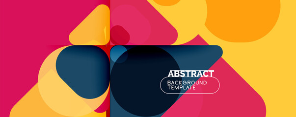 Flat geometric round shapes and dynamic lines, abstract background. Vector illustration for placards, brochures, posters and banners