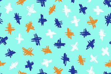 Seamless pattern with hand drawn abstract shapes. Scribbles handwritten with pen or pencil. Simple vector illustration