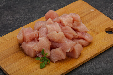 Raw diced chicken for cooking