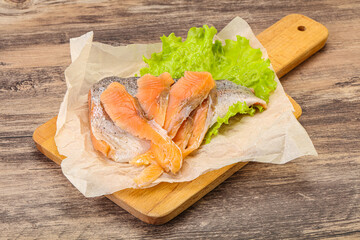 Sliced natural wild trout fillet