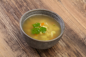 Tasty chicken soup with carrot
