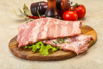 Raw pork ribs for cooking