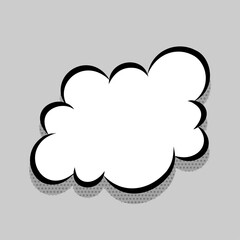 Comics speech bubble for text pop art design. White empty dialog cloud for text message, tag, advertise. Comics sketch puff explosion elements comic book text. Wow effect vector cartoon illustration