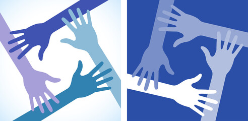 Four Hands Icon Set. Volunteer emblem. Vector illustration