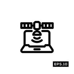 Satellite line Icon Vector. Satellite Icon Symbol Vector Illustration Template For Web and Mobile