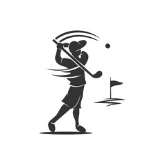 Golf Sport Silhouette Hit Abstract Design Template