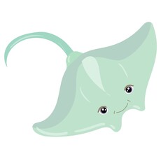 Sea creatures. Beautiful Electric Stingray. Big fish. Sea creature. Vector illustration isolated on white background