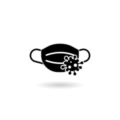 Face mask icon with shadow