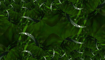 Źdźbło trawy a kropelkami wody w grafice fraktalnej © Gosiak