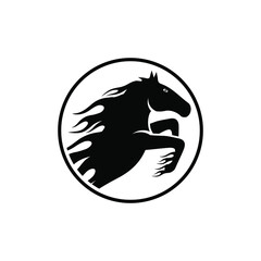 illustration vector graphic of fire horse logo in circle