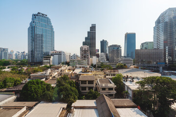 Bangkok cityscape, old and modern buildings in Thailand