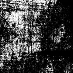 Grunge background black and white. Texture of chips, cracks, scratches, scuffs, dust, dirt. Dark monochrome surface. Old vintage vector pattern