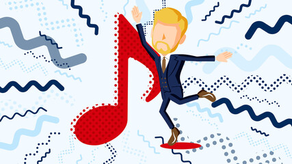 スーツ姿で踊る男性のイラスト	