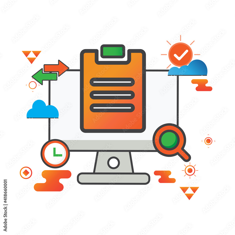 Poster task illustration. computer illustration. flat vector icon. can use for, icon design element,ui, web