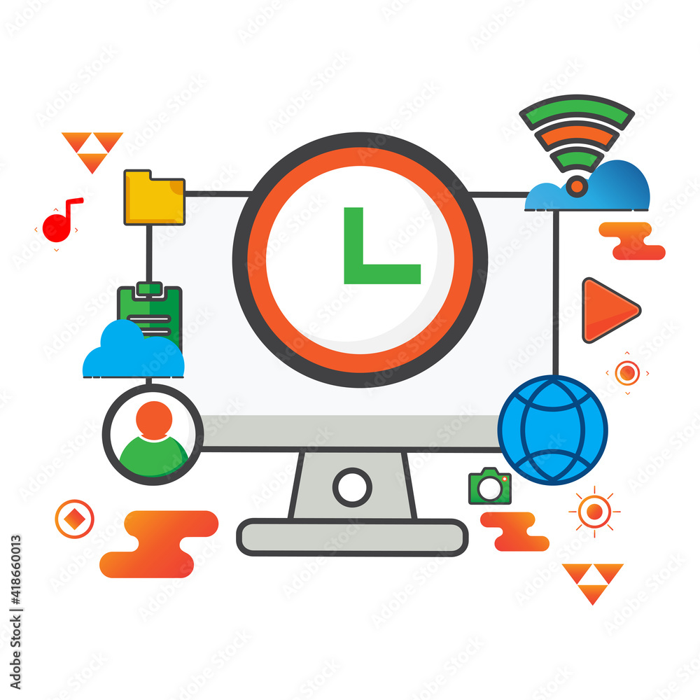 Poster time illustration. computer illustration. flat vector icon. can use for, icon design element,ui, web
