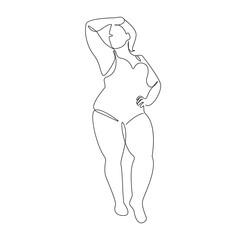 Woman Body One Line Drawing. Female Figure Creative Contemporary Abstract Line Drawing. Beauty Fashion Female Naked Body. Vector Minimalist Design for Wall Art, Print, Card, Poster.