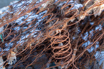 rusty wires, rusty fine wires on earth ground,