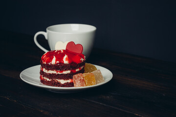 cake on a saucer cup of tea sweets enjoyment snack