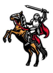 Fototapeta na wymiar knight mascot ride the horse